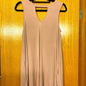 Pale pink dress.